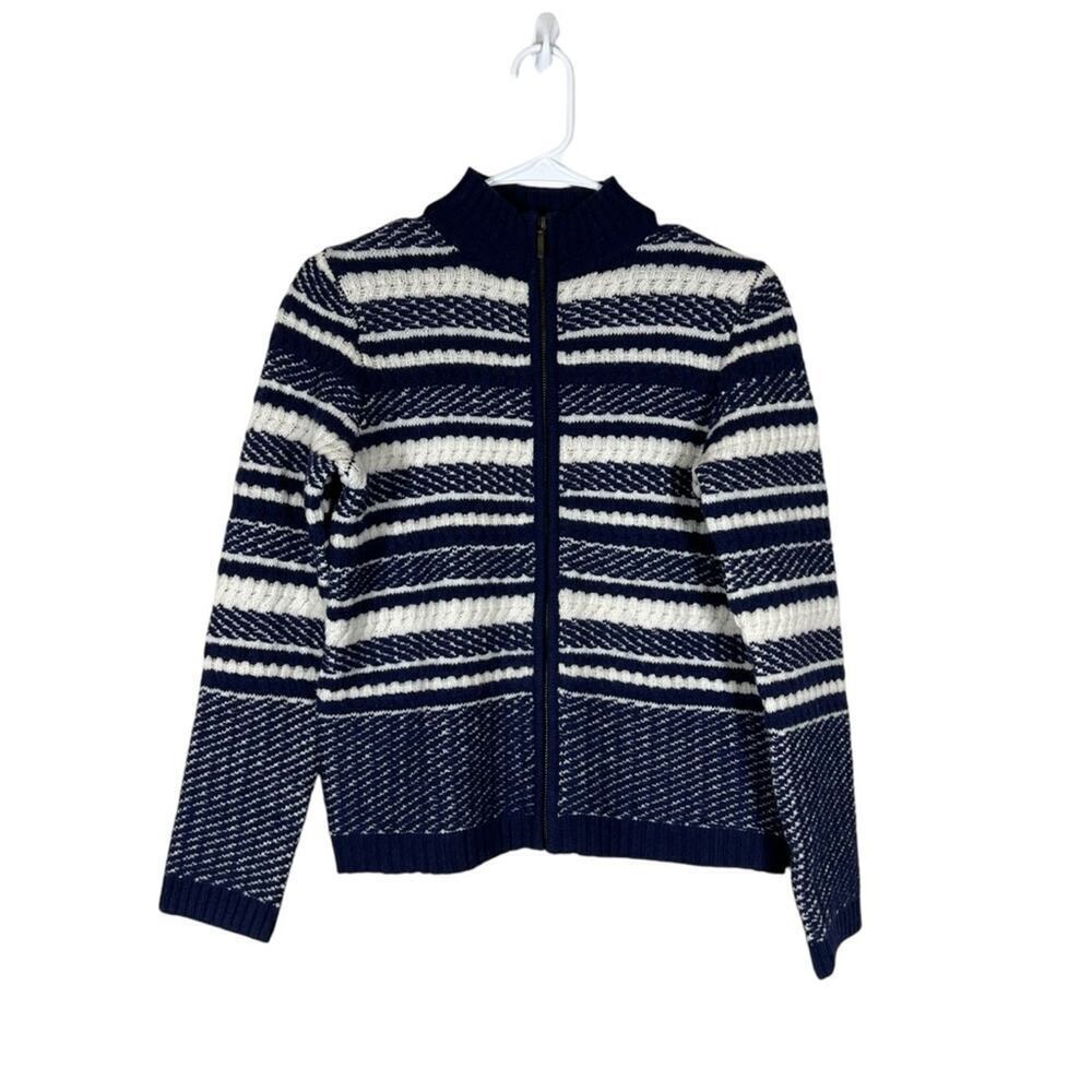 Woolovers Textured Stripe Zip Cardigan 100% Lambswool Size Small - Picture 4 of 14